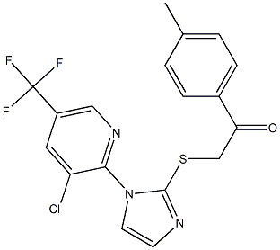 2-({1-[3-chloro-5-(trifluoromethyl)-2-pyridinyl]-1H-imidazol-2-yl}sulfanyl)-1-(4-methylphenyl)-1-ethanone 구조식 이미지