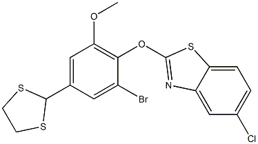 2-[2-bromo-4-(1,3-dithiolan-2-yl)-6-methoxyphenoxy]-5-chloro-1,3-benzothiazole Structure