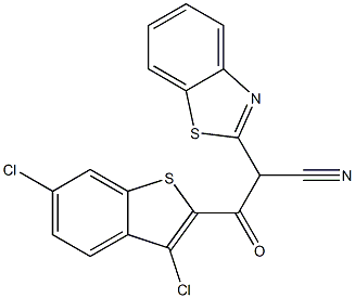 2-(1,3-benzothiazol-2-yl)-3-(3,6-dichlorobenzo[b]thiophen-2-yl)-3-oxopropanenitrile Structure