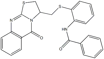 N-(2-{[(5-oxo-2,3-dihydro-5H-[1,3]thiazolo[2,3-b]quinazolin-3-yl)methyl]sulfanyl}phenyl)benzenecarboxamide 구조식 이미지