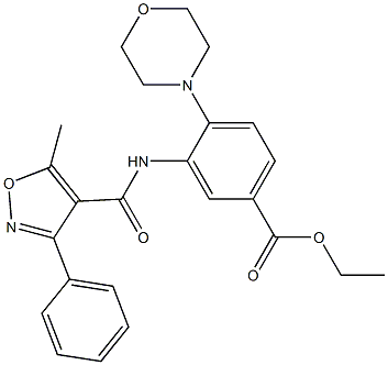 ethyl 3-{[(5-methyl-3-phenylisoxazol-4-yl)carbonyl]amino}-4-morpholinobenzoate Structure