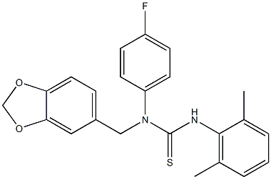 N-(1,3-benzodioxol-5-ylmethyl)-N'-(2,6-dimethylphenyl)-N-(4-fluorophenyl)thiourea 구조식 이미지