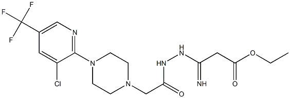 ethyl 3-[2-(2-{4-[3-chloro-5-(trifluoromethyl)-2-pyridinyl]piperazino}acetyl)hydrazino]-3-iminopropanoate 구조식 이미지