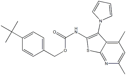 4-(tert-butyl)benzyl N-[4,6-dimethyl-3-(1H-pyrrol-1-yl)thieno[2,3-b]pyridin-2-yl]carbamate Structure