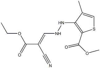 methyl 3-[2-(2-cyano-3-ethoxy-3-oxoprop-1-enyl)hydrazino]-4-methylthiophene-2-carboxylate Structure