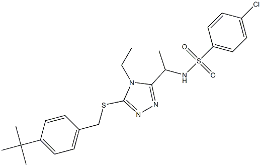 N-[1-(5-{[4-(tert-butyl)benzyl]sulfanyl}-4-ethyl-4H-1,2,4-triazol-3-yl)ethyl]-4-chlorobenzenesulfonamide Structure