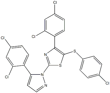 4-chlorophenyl 4-(2,4-dichlorophenyl)-2-[5-(2,4-dichlorophenyl)-1H-pyrazol-1-yl]-1,3-thiazol-5-yl sulfide Structure