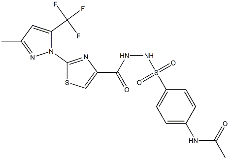 N-(4-{[2-({2-[3-methyl-5-(trifluoromethyl)-1H-pyrazol-1-yl]-1,3-thiazol-4-yl}carbonyl)hydrazino]sulfonyl}phenyl)acetamide Structure