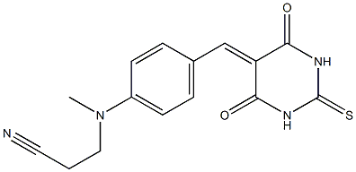 3-[4-[(4,6-dioxo-2-thioxohexahydropyrimidin-5-yliden)methyl](methyl)anilino]propanenitrile Structure