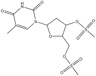 {5-(5-methyl-2,4-dioxo-1,2,3,4-tetrahydropyrimidin-1-yl)-3-[(methylsulfonyl)oxy]tetrahydrofuran-2-yl}methyl methanesulfonate 구조식 이미지