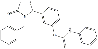 3-(3-benzyl-4-oxo-1,3-thiazolan-2-yl)phenyl N-phenylcarbamate 구조식 이미지