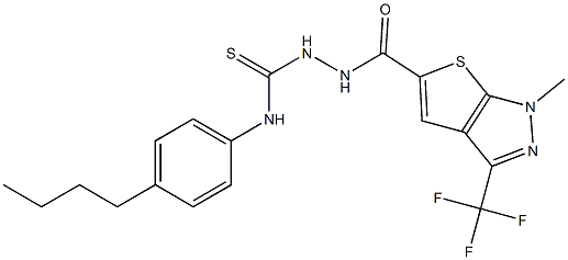 N-(4-butylphenyl)-2-{[1-methyl-3-(trifluoromethyl)-1H-thieno[2,3-c]pyrazol-5-yl]carbonyl}-1-hydrazinecarbothioamide Structure