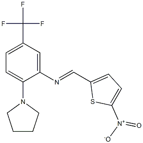 N1-[(5-nitro-2-thienyl)methylidene]-2-tetrahydro-1H-pyrrol-1-yl-5-(trifluoromethyl)aniline 구조식 이미지