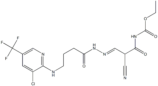 ethyl N-{3-[2-(4-{[3-chloro-5-(trifluoromethyl)-2-pyridinyl]amino}butanoyl)hydrazono]-2-cyanopropanoyl}carbamate 구조식 이미지