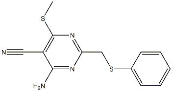 4-amino-6-(methylsulfanyl)-2-[(phenylsulfanyl)methyl]-5-pyrimidinecarbonitrile Structure