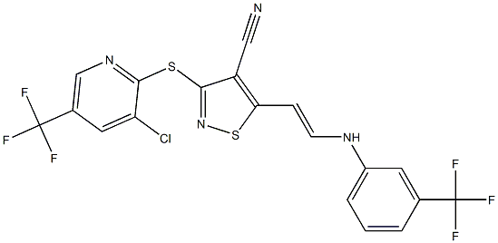 3-{[3-chloro-5-(trifluoromethyl)-2-pyridinyl]sulfanyl}-5-{2-[3-(trifluoromethyl)anilino]vinyl}-4-isothiazolecarbonitrile Structure