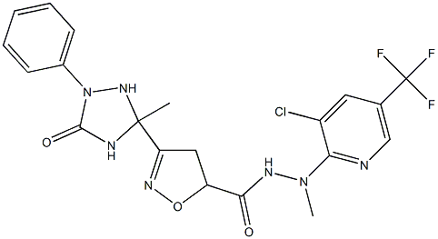 N'-[3-chloro-5-(trifluoromethyl)-2-pyridinyl]-N'-methyl-3-(3-methyl-5-oxo-1-phenyl-1,2,4-triazolan-3-yl)-4,5-dihydro-5-isoxazolecarbohydrazide 구조식 이미지