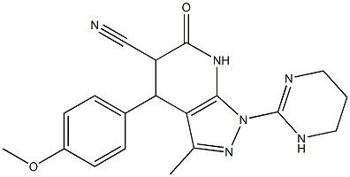 4-(4-methoxyphenyl)-3-methyl-6-oxo-1-(1,4,5,6-tetrahydro-2-pyrimidinyl)-4,5,6,7-tetrahydro-1H-pyrazolo[3,4-b]pyridine-5-carbonitrile Structure