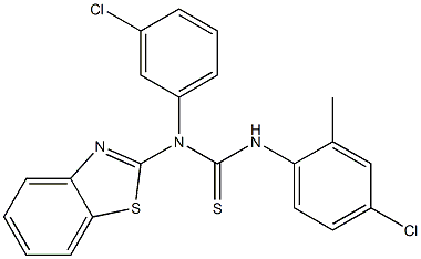 N-(1,3-benzothiazol-2-yl)-N'-(4-chloro-2-methylphenyl)-N-(3-chlorophenyl)thiourea 구조식 이미지