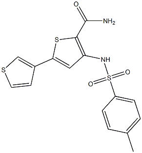 3-{[(4-methylphenyl)sulfonyl]amino}-5-(3-thienyl)thiophene-2-carboxamide 구조식 이미지