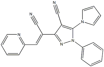 3-[1-cyano-2-(2-pyridyl)vinyl]-1-phenyl-5-(1H-pyrrol-1-yl)-1H-pyrazole-4-carbonitrile 구조식 이미지