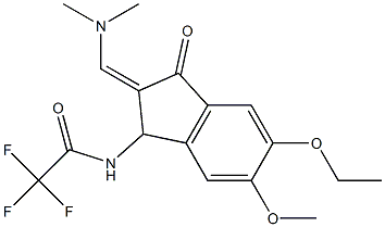 N-{2-[(Z)-(dimethylamino)methylidene]-5-ethoxy-6-methoxy-3-oxo-1,3-dihydro-2H-inden-1-yl}-2,2,2-trifluoroacetamide 구조식 이미지