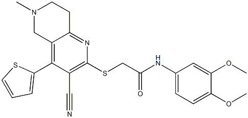 2-{[3-cyano-6-methyl-4-(2-thienyl)-5,6,7,8-tetrahydro[1,6]naphthyridin-2-yl]sulfanyl}-N-(3,4-dimethoxyphenyl)acetamide Structure