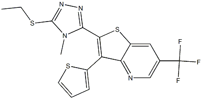 2-[5-(ethylsulfanyl)-4-methyl-4H-1,2,4-triazol-3-yl]-3-(2-thienyl)-6-(trifluoromethyl)thieno[3,2-b]pyridine 구조식 이미지