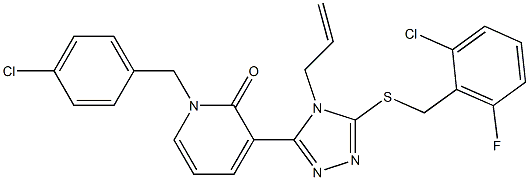 3-{4-allyl-5-[(2-chloro-6-fluorobenzyl)sulfanyl]-4H-1,2,4-triazol-3-yl}-1-(4-chlorobenzyl)-2(1H)-pyridinone Structure