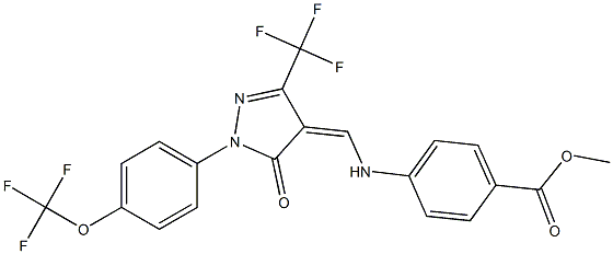 methyl 4-({[5-oxo-1-[4-(trifluoromethoxy)phenyl]-3-(trifluoromethyl)-1,5-dihydro-4H-pyrazol-4-yliden]methyl}amino)benzenecarboxylate 구조식 이미지