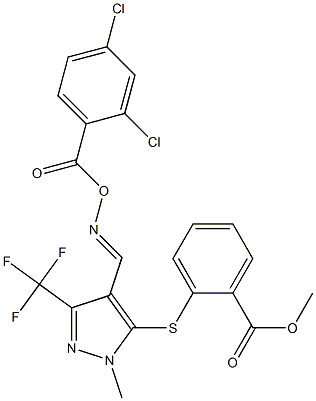 methyl 2-{[4-({[(2,4-dichlorobenzoyl)oxy]imino}methyl)-1-methyl-3-(trifluoromethyl)-1H-pyrazol-5-yl]sulfanyl}benzenecarboxylate 구조식 이미지