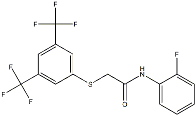 N1-(2-fluorophenyl)-2-{[3,5-di(trifluoromethyl)phenyl]thio}acetamide 구조식 이미지