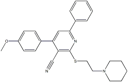 4-(4-methoxyphenyl)-6-phenyl-2-[(2-piperidinoethyl)sulfanyl]nicotinonitrile 구조식 이미지