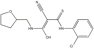 N1-(2-chlorophenyl)-2-cyano-3-hydroxy-3-[(tetrahydrofuran-2-ylmethyl)amino]prop-2-enethioamide 구조식 이미지