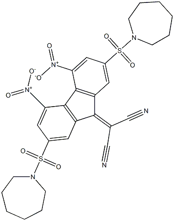 2-[2,7-di(azepan-1-ylsulfonyl)-4,5-dinitro-9H-fluoren-9-yliden]malononitrile Structure