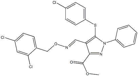 methyl 5-[(4-chlorophenyl)sulfanyl]-4-({[(2,4-dichlorobenzyl)oxy]imino}methyl)-1-phenyl-1H-pyrazole-3-carboxylate Structure