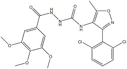 N1-[3-(2,6-dichlorophenyl)-5-methylisoxazol-4-yl]-2-(3,4,5-trimethoxybenzoyl)hydrazine-1-carboxamide 구조식 이미지