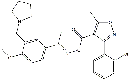 3-(2-chlorophenyl)-4-{[({1-[4-methoxy-3-(1-pyrrolidinylmethyl)phenyl]ethylidene}amino)oxy]carbonyl}-5-methylisoxazole Structure