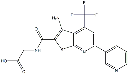 2-({[3-amino-6-(3-pyridinyl)-4-(trifluoromethyl)thieno[2,3-b]pyridin-2-yl]carbonyl}amino)acetic acid Structure