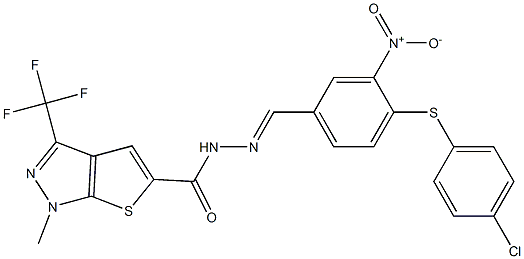 N'-({4-[(4-chlorophenyl)sulfanyl]-3-nitrophenyl}methylene)-1-methyl-3-(trifluoromethyl)-1H-thieno[2,3-c]pyrazole-5-carbohydrazide Structure