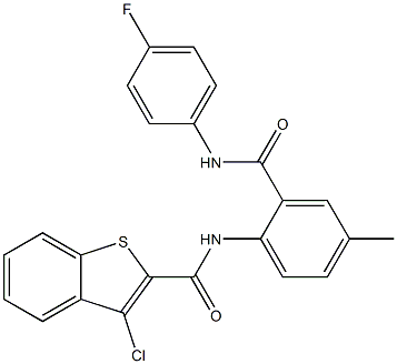 N2-{2-[(4-fluoroanilino)carbonyl]-4-methylphenyl}-3-chlorobenzo[b]thiophene-2-carboxamide Structure