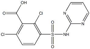 2,6-dichloro-3-(pyrimidin-2-ylsulfamoyl)benzoic acid Structure