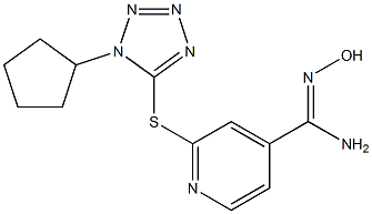 2-[(1-cyclopentyl-1H-1,2,3,4-tetrazol-5-yl)sulfanyl]-N'-hydroxypyridine-4-carboximidamide 구조식 이미지