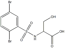 2-[(2,5-dibromobenzene)sulfonamido]-3-hydroxypropanoic acid Structure