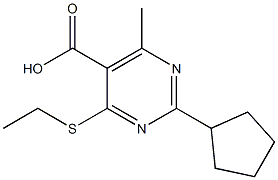 2-cyclopentyl-4-(ethylthio)-6-methylpyrimidine-5-carboxylic acid Structure