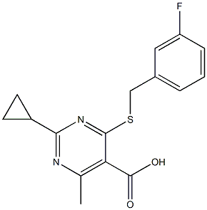 2-cyclopropyl-4-[(3-fluorobenzyl)thio]-6-methylpyrimidine-5-carboxylic acid 구조식 이미지