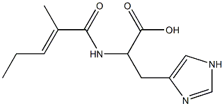 3-(1H-imidazol-4-yl)-2-{[(2E)-2-methylpent-2-enoyl]amino}propanoic acid 구조식 이미지