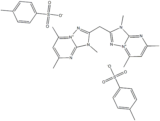 3,5,7-trimethyl-2-[(3,5,7-trimethyl-3H-[1,2,4]triazolo[1,5-a]pyrimidin-8-ium-2-yl)methyl]-3H-[1,2,4]triazolo[1,5-a]pyrimidin-8-ium bis(4-methylbenzenesulfonate) Structure