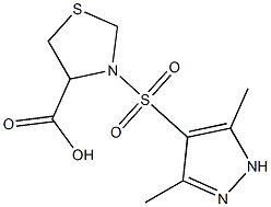 3-[(3,5-dimethyl-1H-pyrazole-4-)sulfonyl]-1,3-thiazolidine-4-carboxylic acid 구조식 이미지