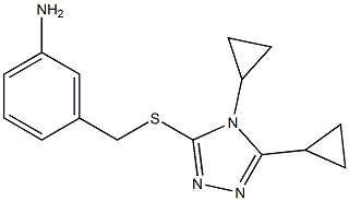 3-{[(4,5-dicyclopropyl-4H-1,2,4-triazol-3-yl)sulfanyl]methyl}aniline 구조식 이미지